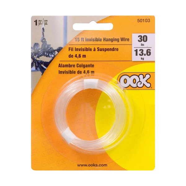 Hillman OOK 15 ft. L Plastic 18 Ga. Invisible Cord, PK12 - 534606