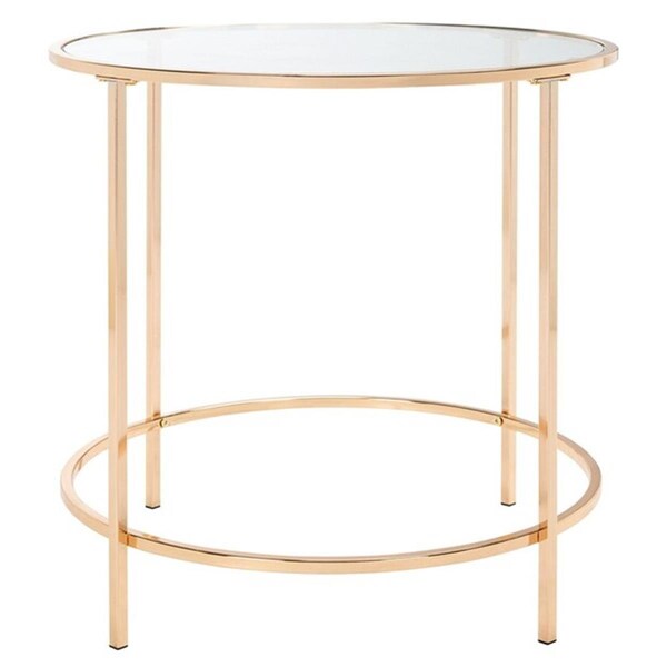 Safavieh Kolby Round Side Table Polished Gold Frame & Clear Glass Top - ACC8004A