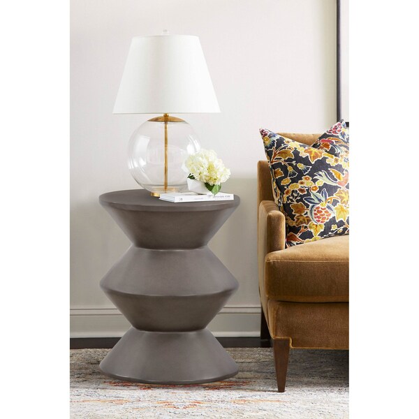 Armen Living Lizzie Concrete Indoor Outdoor Accent Stool End Table - LCTGBACCGR