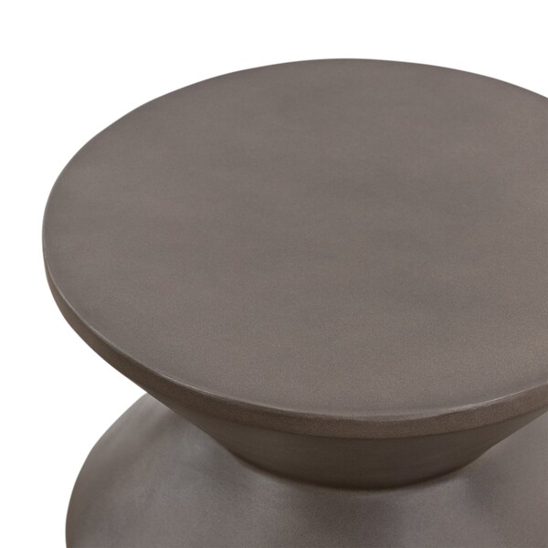 Armen Living Lizzie Concrete Indoor Outdoor Accent Stool End Table - LCTGBACCGR