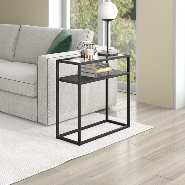 Henn & Hart Ada Rectangle Side Table Black & Bronze - ST1318