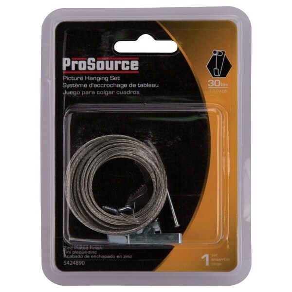 Prosource Picture Hanging Kit, 30 lb, Steel, Zinc, Zinc, Nail-In Mounting - PH-121128-PS