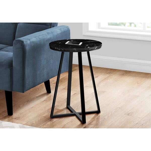 Monarch Specialties Side Table, 15.75 W, 21.75 H, Metal, Particle Board, Black - I 2179
