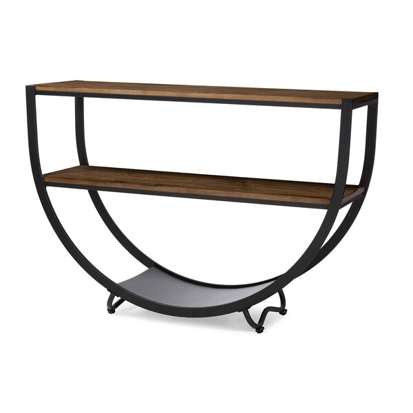 Baxton Studio Blakes Black Finish Metal Distressed Wood Console Table - 121-6648