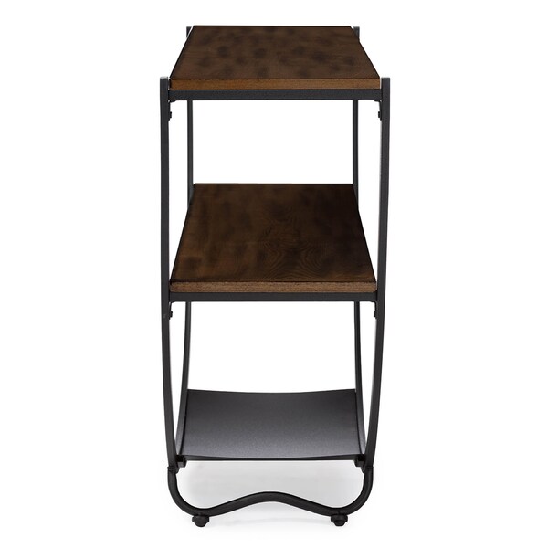 Baxton Studio Blakes Black Finish Metal Distressed Wood Console Table - 121-6648