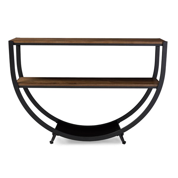 Baxton Studio Blakes Black Finish Metal Distressed Wood Console Table - 121-6648
