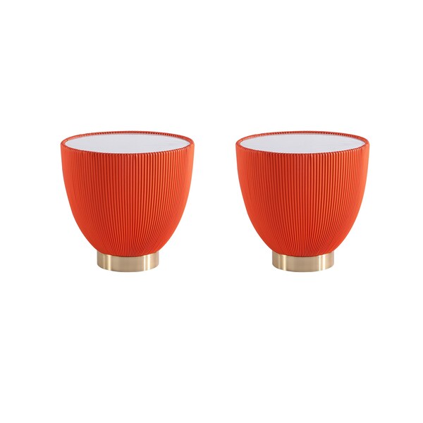 Manhattan Comfort Round End Table, 18.43 in L, Stainless Steel, Orange - 2-ET005-OR