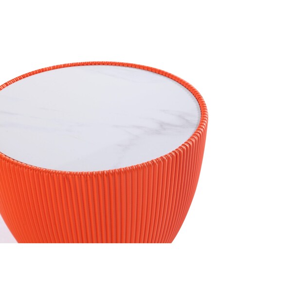 Manhattan Comfort Round End Table, 18.43 in L, Stainless Steel, Orange - 2-ET005-OR