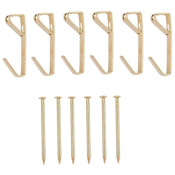 Prosource Picture Hanger, 30 lb, Steel, Polished Brass, Brass, Nail-In Mounting - PH-122306-PS