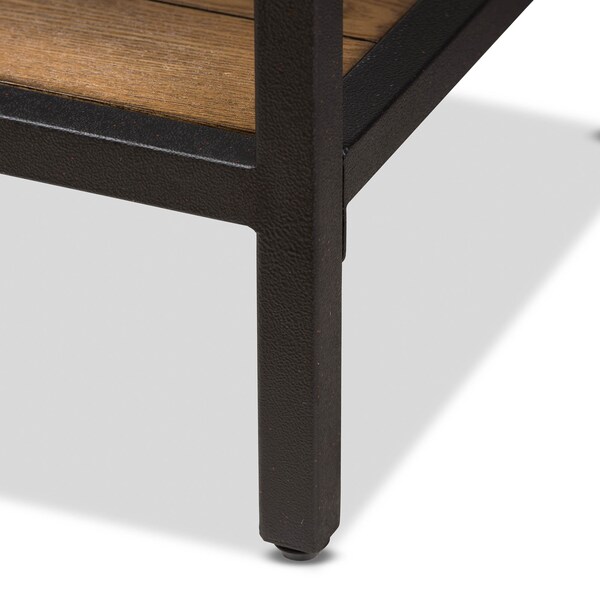 Baxton Studio Caribou Oak Brown Finished Wood and Black Finished Metal Console Table - 141-7611