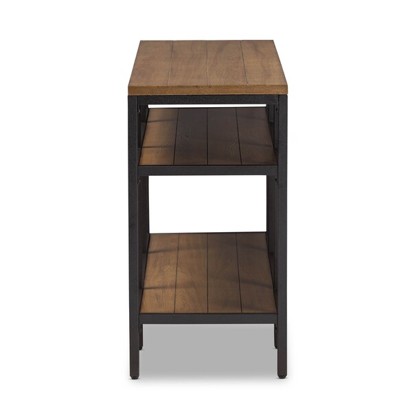 Baxton Studio Caribou Oak Brown Finished Wood and Black Finished Metal Console Table - 141-7611