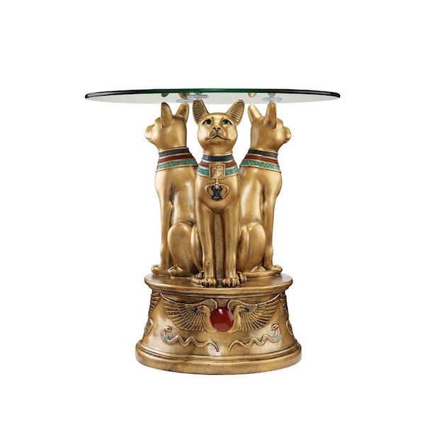 Design Toscano Royal Golden Bastet Egyptian Side Table - KY4037