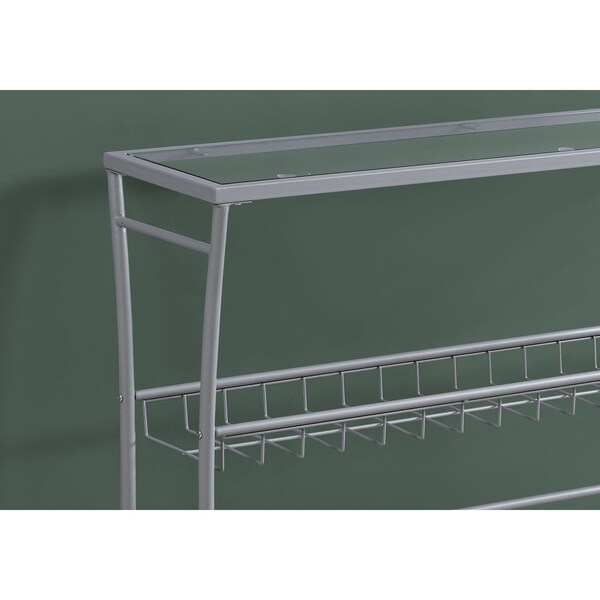 Monarch Specialties Accent Table - 42"L / Silver /Tempered Glass Hall Console - I 2128