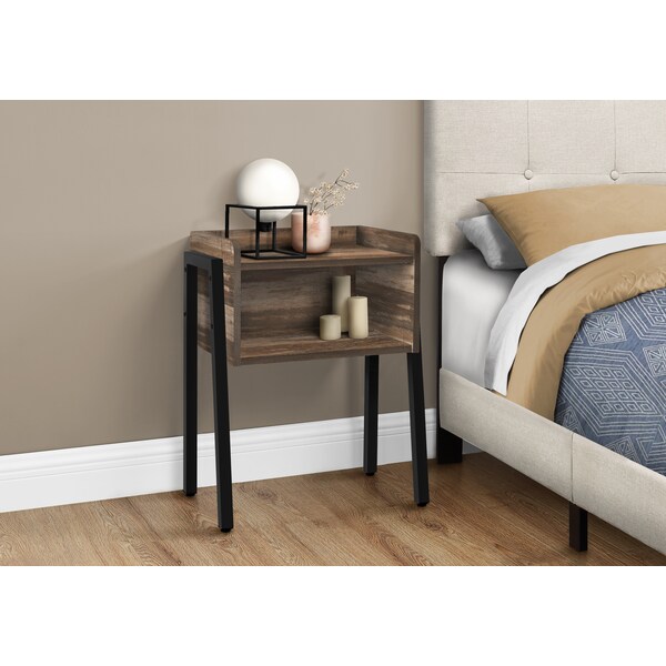 Monarch Specialties Accent Table - 23"H / Brown Reclaimed-Look / Black Metal - I 3583
