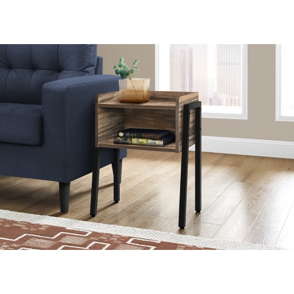 Monarch Specialties Accent Table - 23"H / Brown Reclaimed-Look / Black Metal - I 3583