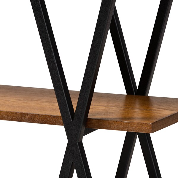 Baxton Studio Norton Walnut Wood and Black Finished Metal Console Table - 171-10682