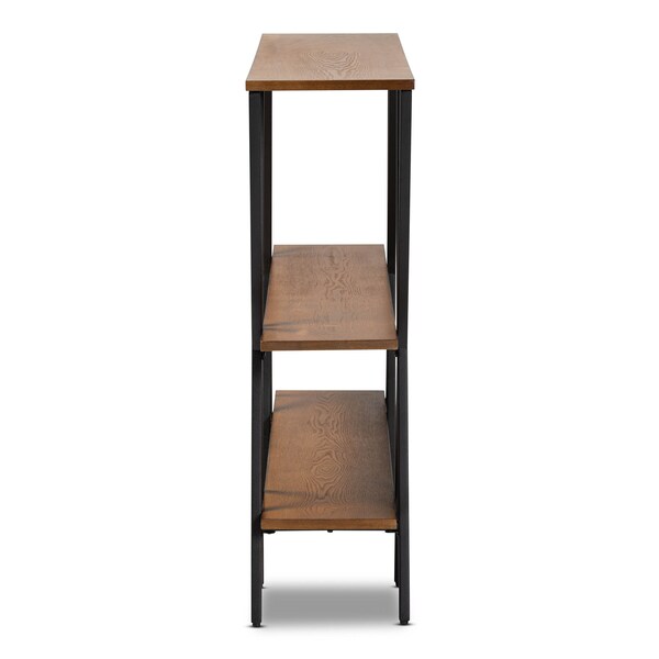 Baxton Studio Norton Walnut Wood and Black Finished Metal Console Table - 171-10682