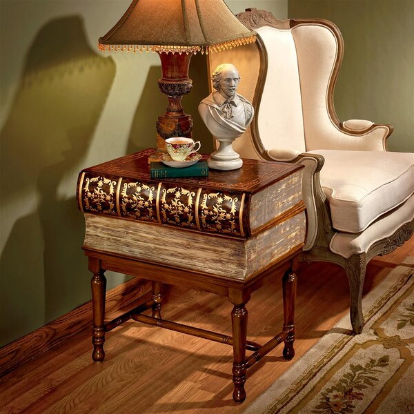 Design Toscano Stacked Books of Shakespeare Wooden Book Side Table - OA946