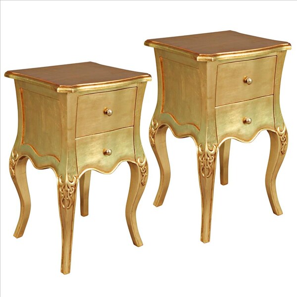 Design Toscano Hayworth Gilded Mahogany Side Table, PK 2 - AF957658