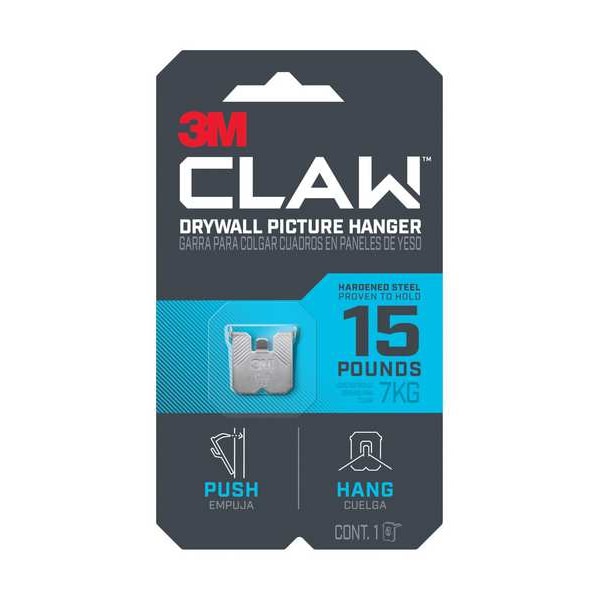 3M Picture Hanger, Silver, Steel, 5/8 in D - 3PH15-1ES