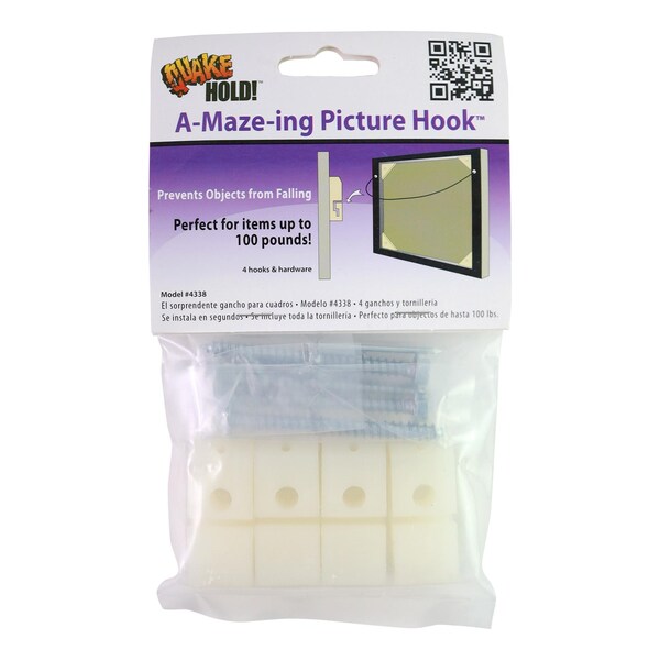 Quakehold! Picture Hook, Anti Fall, 4 Pieces, PK10 - 43381