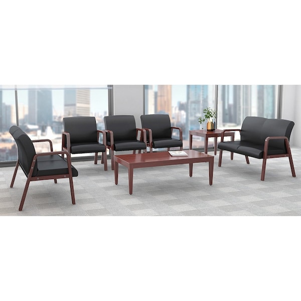 Lorell Square Lorell Mahogany Finish Solid Wood Corner Table, 26.2 W, 26.2 L, 29.5 H, Birch, Mahogany - LLR59543