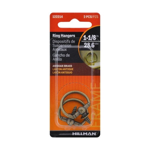 Hillman HILLMAN Antique Gold Round Ring Hanger 2 pk - 122214