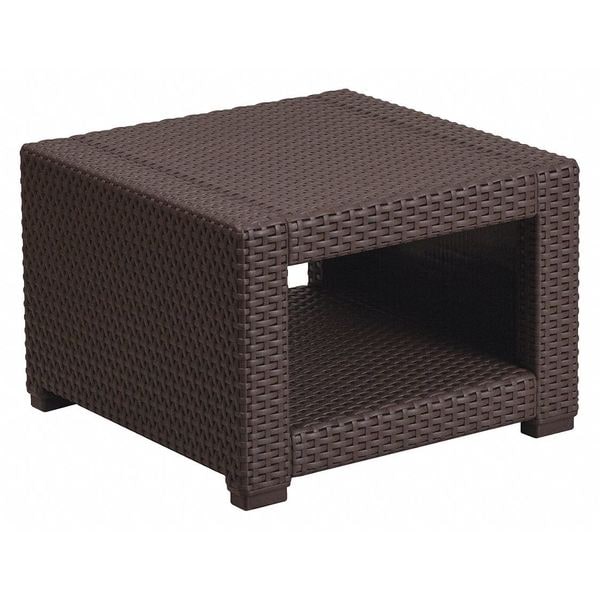 Flash Furniture Square End Table, Faux Rattan, Chocolate, 22 W, 22 L, 15.25 H, Resin, Chocolate Brown - DAD-SF1-S-GG