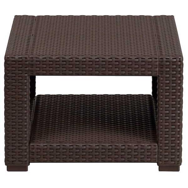 Flash Furniture Square End Table, Faux Rattan, Chocolate, 22 W, 22 L, 15.25 H, Resin, Chocolate Brown - DAD-SF1-S-GG