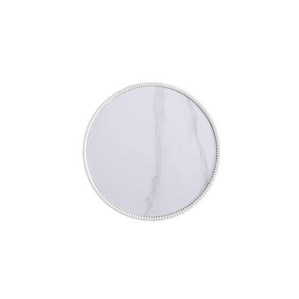 Manhattan Comfort Round End Table, 18.43 in L, Stainless Steel, Cream - ET005-CR