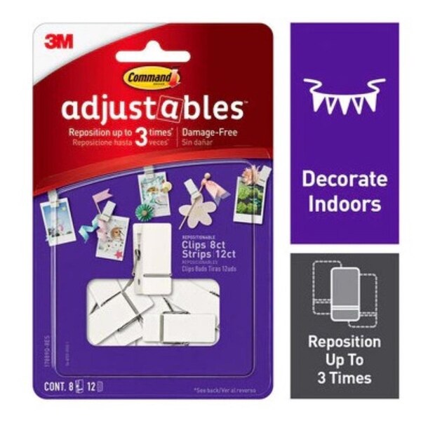 3M 3M Command Adjustables White Small Picture Hanging Strips 1 oz 20 pk - 17889Q-8ES