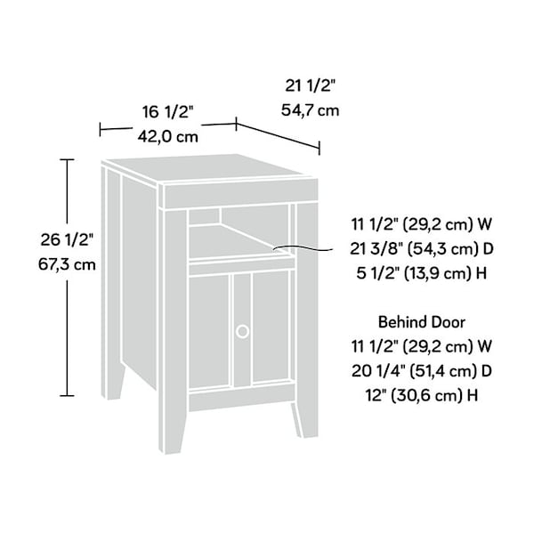 Sauder 16.54 in W X 21.46 in L X 26.5 in H - 420139