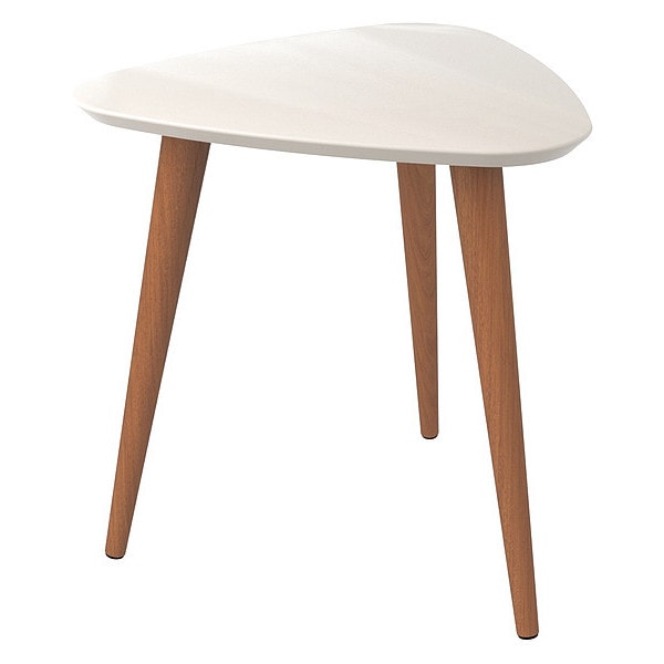 Manhattan Comfort Triangle Utopia High Triangle End Table in Off White, 20.07 W, 18.89 L, 19.68 H, MDF, Off White - 89852