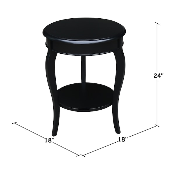 International Concepts Round Cambria  End Table, 18 in W, 18 in L, 24 in H, Wood, Black - OT46-18R-18
