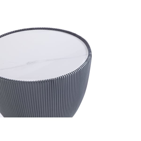 Manhattan Comfort Round End Table, 18.43 in L, Stainless Steel, Grey - ET005-GY