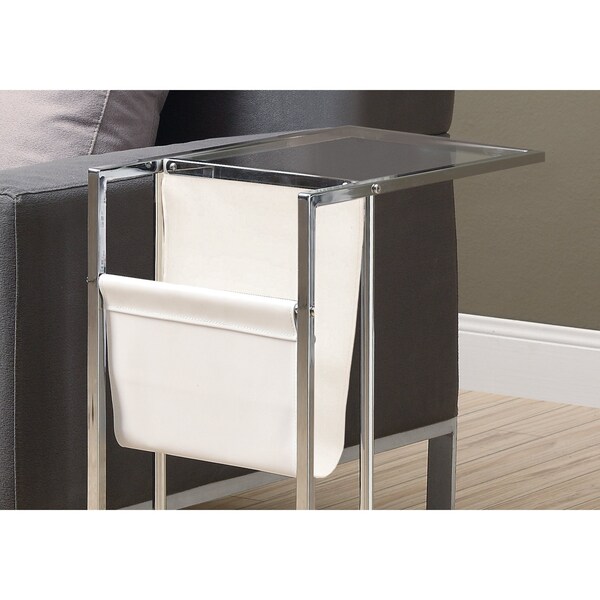 Monarch Specialties Accent Table - White / Chrome Metal With A Magazine Rack - I 3034