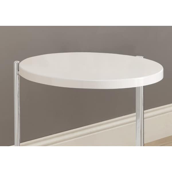 Monarch Specialties Accent Table - Glossy White / Chrome Metal - I 3056