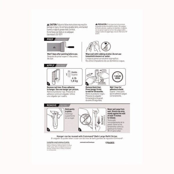 Command Sawtooth Picture Hanger, One Hanger, Two Strips, White, Supports 4 lbs - 17040