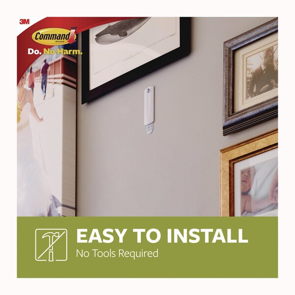 Command Sawtooth Picture Hanger, One Hanger, Two Strips, White, Supports 4 lbs - 17040