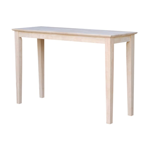International Concepts Rectangle Shaker Console Table Standard Length, 48 in W, 16 in L, 30 in H, Wood, Unfinished - OT-9S