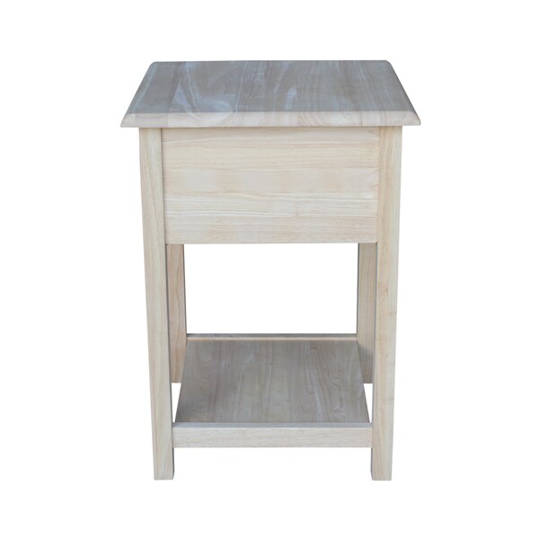 International Concepts Rectangle Lamp Table with 2 Drawers, 18 in W, 18 in L, 25.6 in H, Wood, Unfinished - OT-92