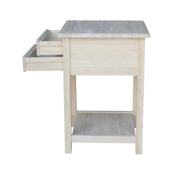 International Concepts Rectangle Lamp Table with 2 Drawers, 18 in W, 18 in L, 25.6 in H, Wood, Unfinished - OT-92