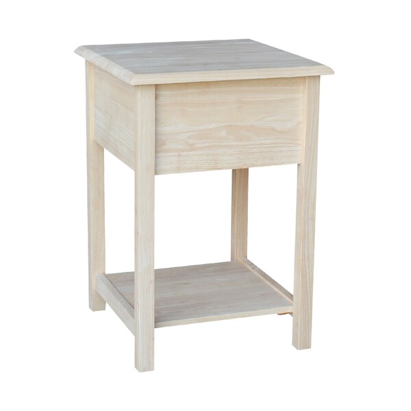 International Concepts Rectangle Lamp Table with 2 Drawers, 18 in W, 18 in L, 25.6 in H, Wood, Unfinished - OT-92