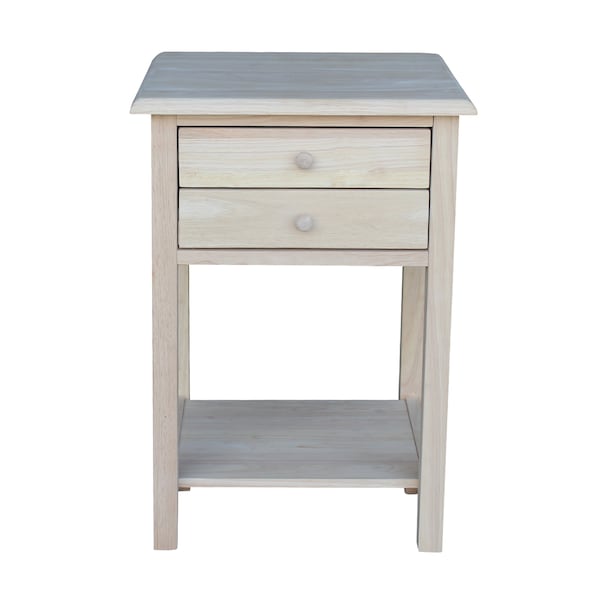 International Concepts Rectangle Lamp Table with 2 Drawers, 18 in W, 18 in L, 25.6 in H, Wood, Unfinished - OT-92