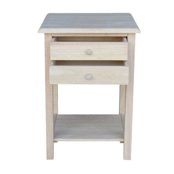 International Concepts Rectangle Lamp Table with 2 Drawers, 18 in W, 18 in L, 25.6 in H, Wood, Unfinished - OT-92