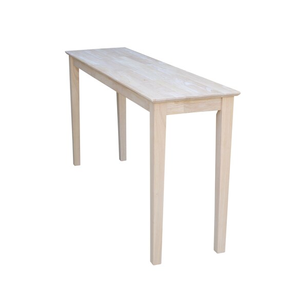 International Concepts Rectangle Shaker Console Table Extended Length, 60 in W, 16 in L, 30 in H, Wood, Unfinished - OT-696789