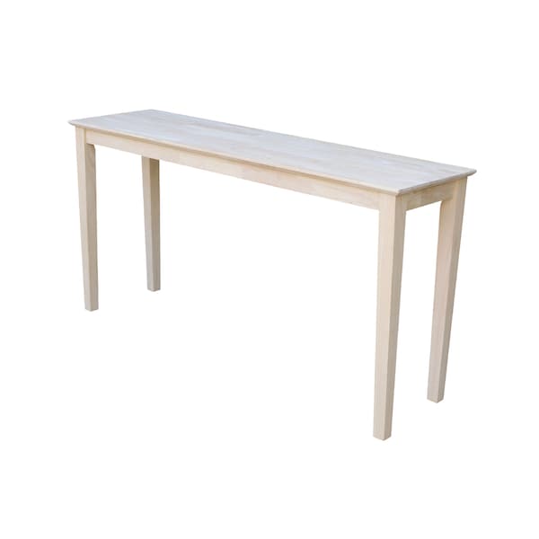 International Concepts Rectangle Shaker Console Table Extended Length, 60 in W, 16 in L, 30 in H, Wood, Unfinished - OT-696789