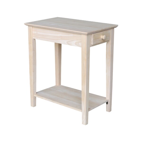 International Concepts Rectangle Narrow End Table, 22 in W, 14 in L, 25 in H, Wood, Unfinished - OT-2214