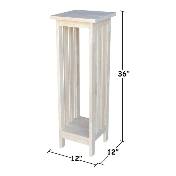 International Concepts Rectangle 36 in Mission Plant Stand, 12 in W, 12 in L, 36 in H, Wood, Unfinished - 3069