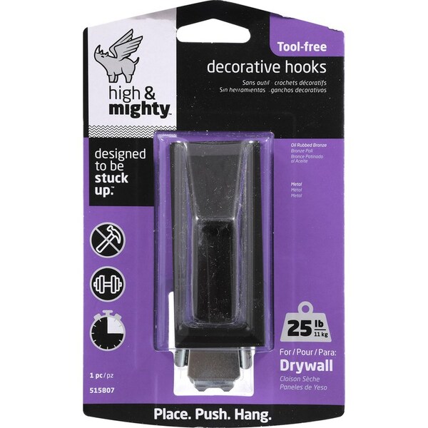 High & Mighty HILLMAN 3.5 in. L Oil Rubbed Bronze Brown Steel Decorative Hooks 25 lb. cap. 1 pk - 515807